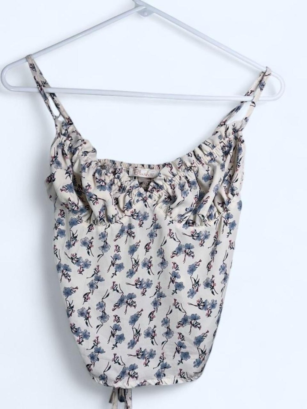 Blush BJ Floral Tie Back Cami Top Cottagecore Blue White Size M